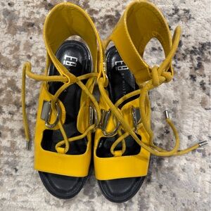 Miista Yellow Lace-Up Open-Toe Sandals